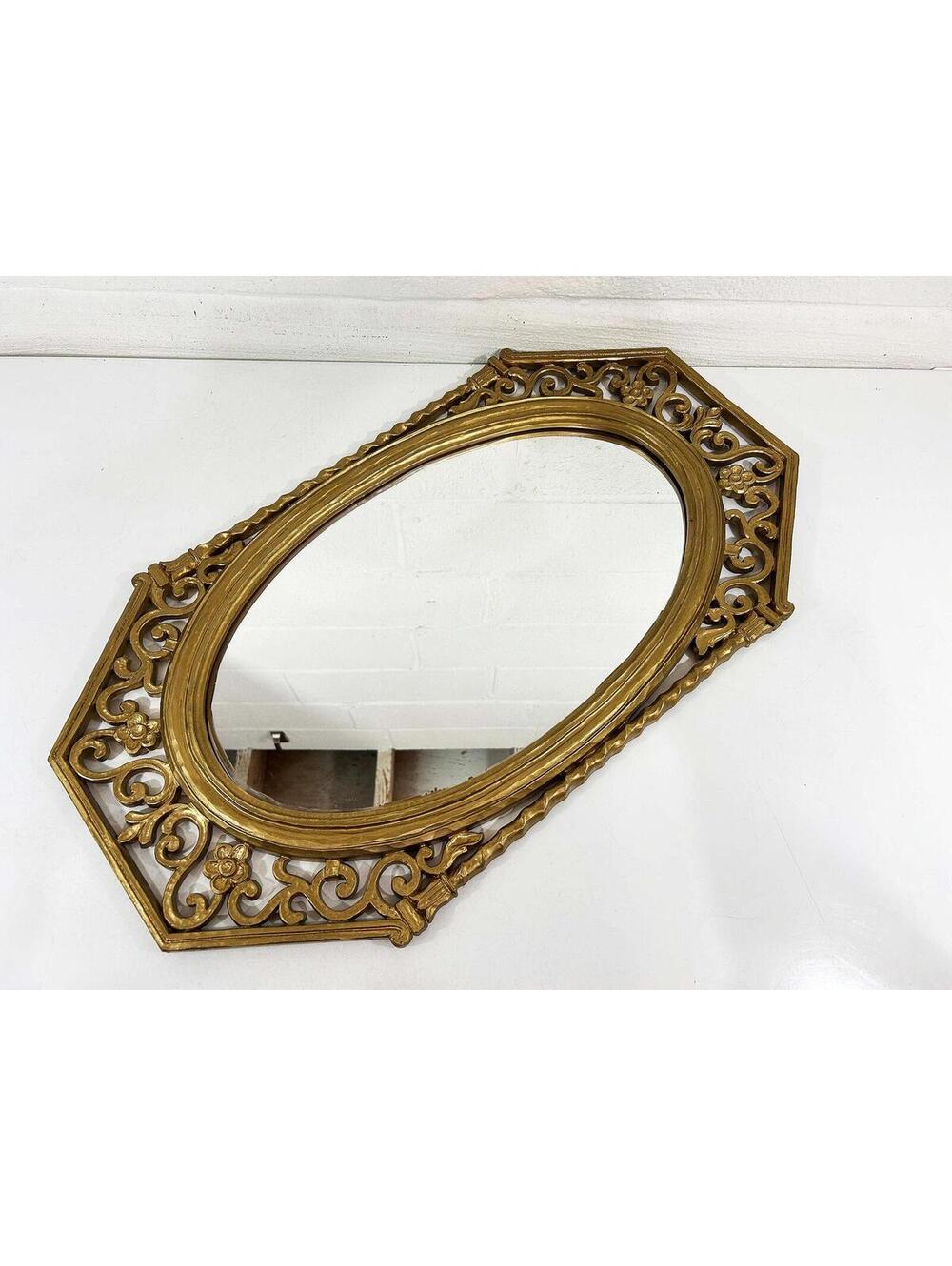 Vintage Gold Mirror Ornate Romanesque Baroque Victorian Regency Rococo 60s 1965